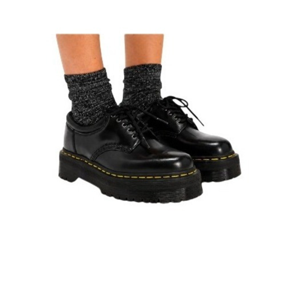 Free People M5/W6 Black Dr. Martens 8053 Quad Oxford Platform Loafers